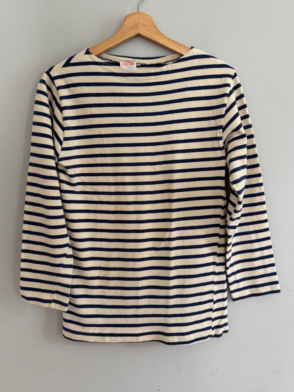 VTG Saint James Breton Striped Tee Top Navy Blue White Classic 3/4 Sleeve Sz M/L
